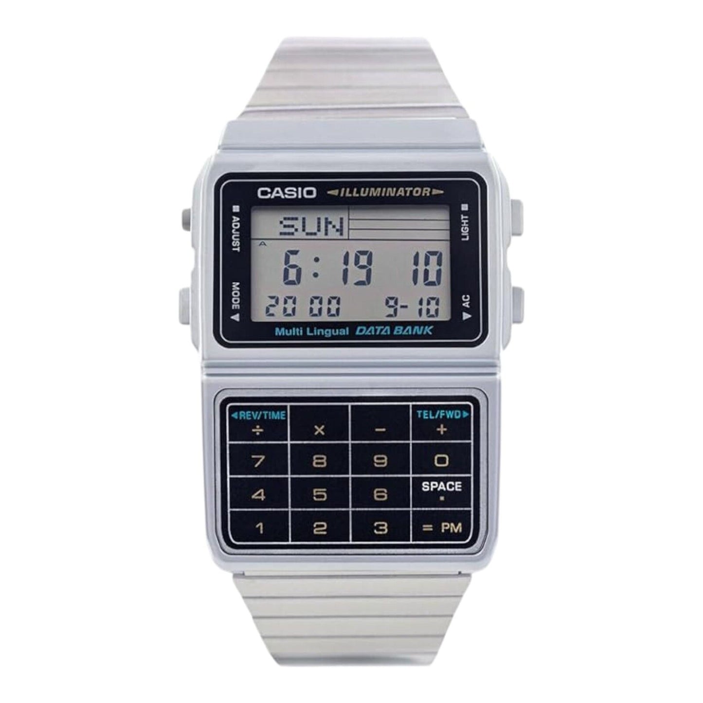 Casio DBC-611-1DF Silver Data Bank Calculator Watch LED Alarm Dual...