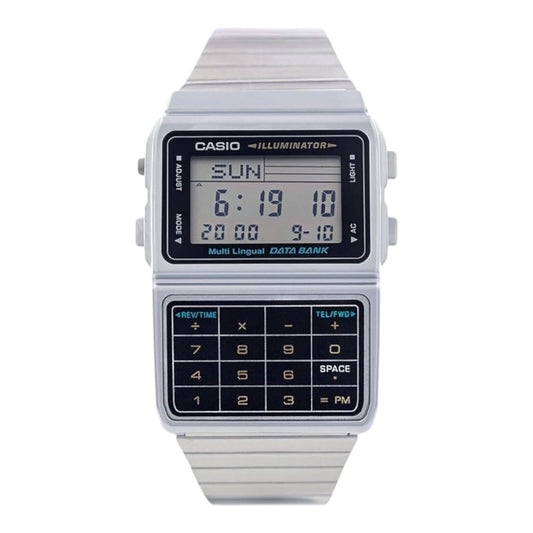 Casio DBC-611-1DF Silver Data Bank Calculator Watch LED Alarm Dual...