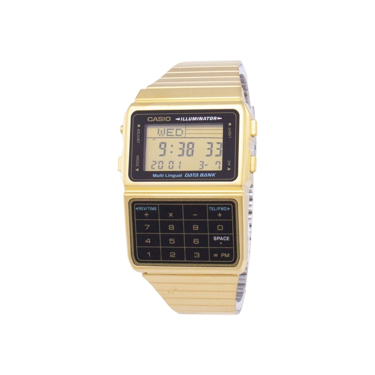 Casio #DBC611G-1D Men's Gold Tone 25 Memory Calculator Databank Watch