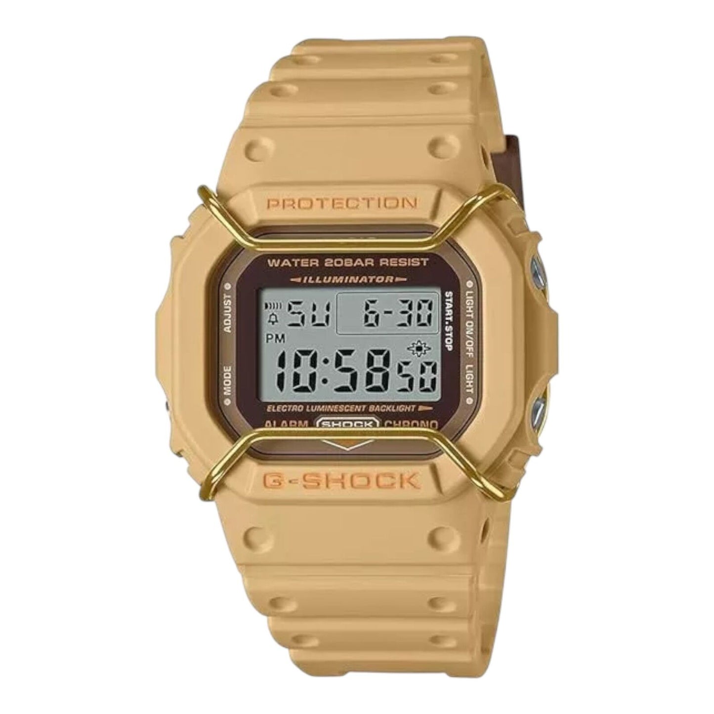 Casio G Shock DW5600PT 5DR Cream Gold Digital Watch 200M Alarm Timer