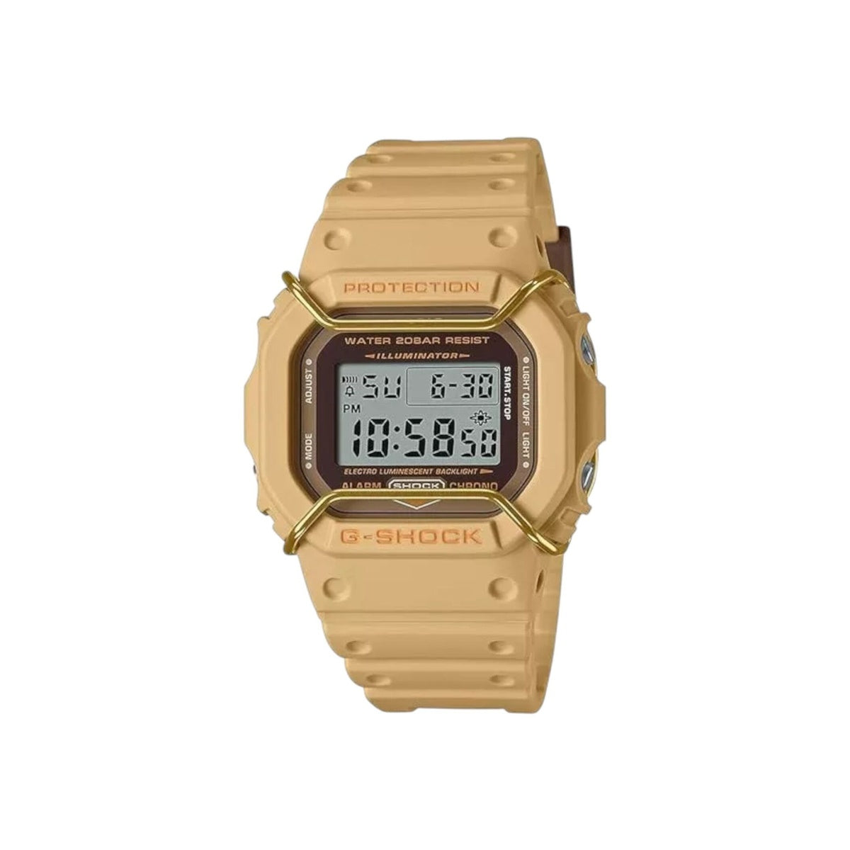 Casio G Shock DW5600PT 5DR Cream Gold Digital Watch 200M Alarm Timer