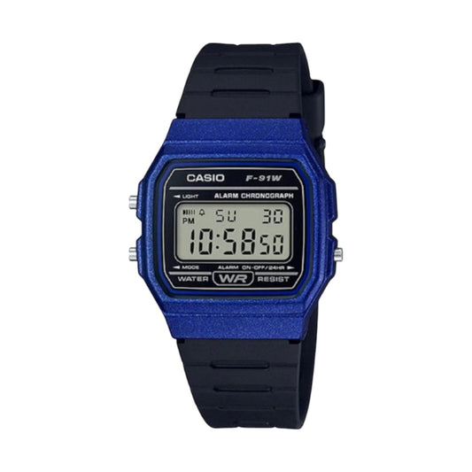 Casio Watch Classic Sports Digital Black/Blue F-91WM-2ADF