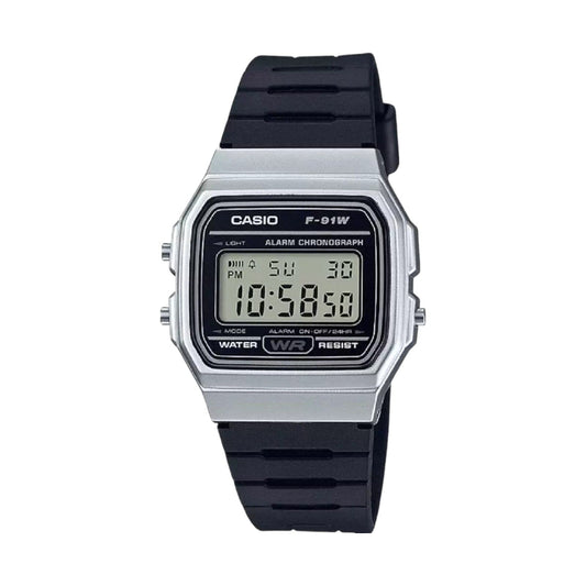 Casio F-91WM-7A Silver & Black Multi-Function Unisex Digital Watch