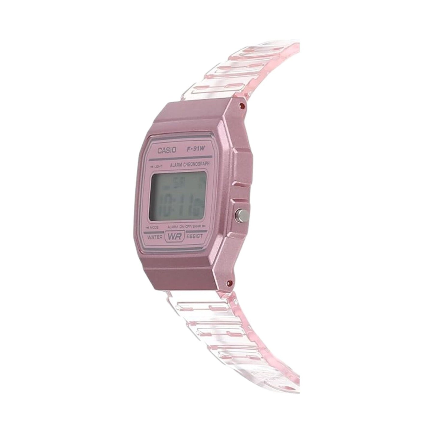 Casio F91WS-4 Digital Chronograph Watch Pink Jelly Resin Band Alarm Date