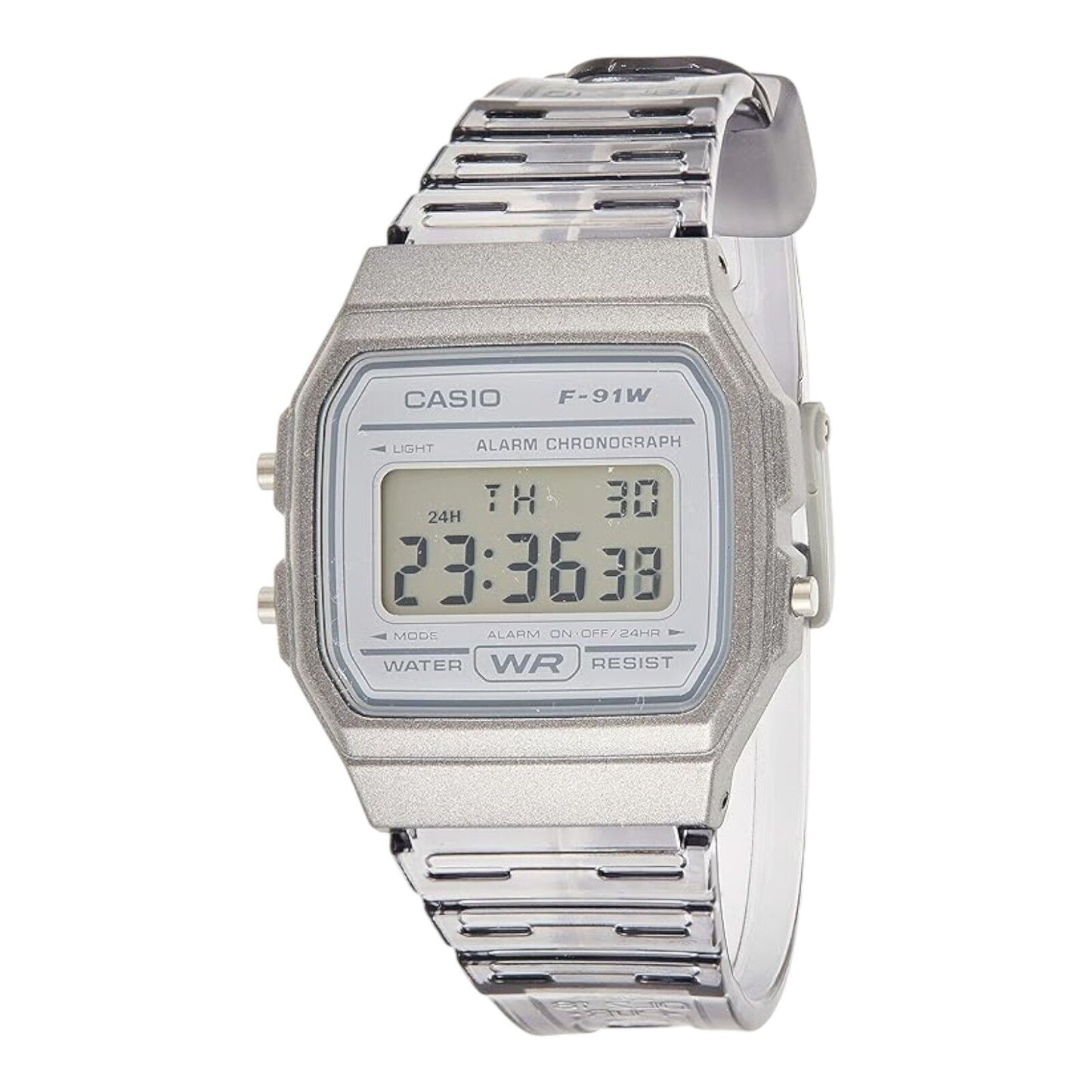 Casio F-91WS-8DF Translucent Grey Digital Watch LED Alarm Stopwatch Unisex