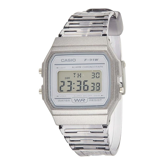 Casio F-91WS-8DF Translucent Grey Digital Watch LED Alarm Stopwatch Unisex