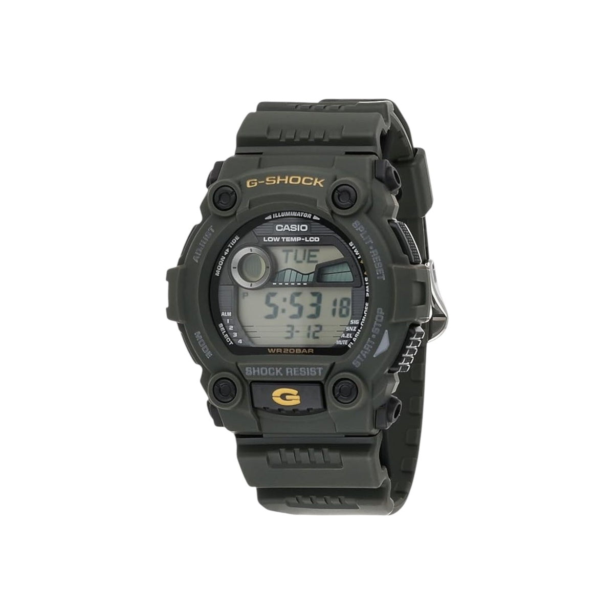 Casio G-Shock G-7900-3DR Mens Digital Watch Moon Data Tide Graph Green Resin