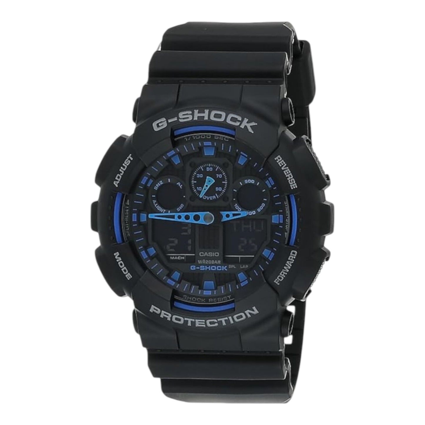 Casio G-Shock GA-100-1A2 Men’s Watch Black Blue Analog Digital 200M WR Quartz