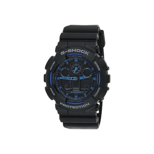 G-SHOCK Men's GA100-1A2 Analog-Digital Watch, Black/Blue