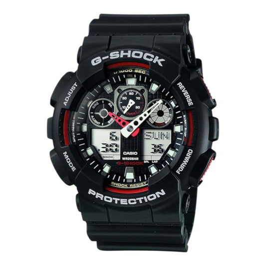 Casio G-Shock GA-100-1A4 XL Black Red Watch Men’s Analog Digital 200M WR