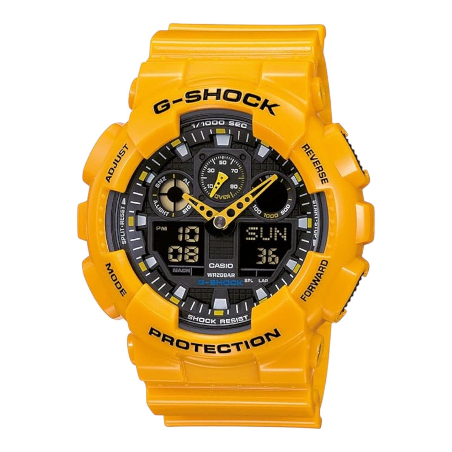 Casio G-Shock GA-100A-9ADR Men’s Yellow Ana-Digital Watch Resin 200M WR
