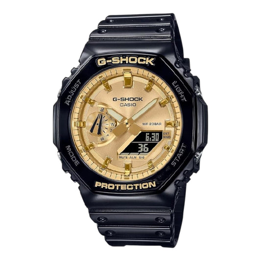 Casio G-Shock GA-2100GB-1ADR Mens Black Gold Analogue Digital Watch Carbon Core