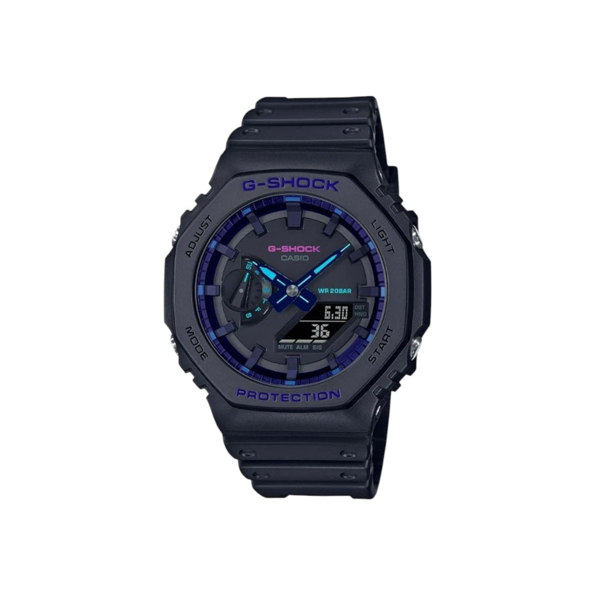 Casio G-Shock GA-2100VB-1ADR Mens Black Blue Analogue Digital...