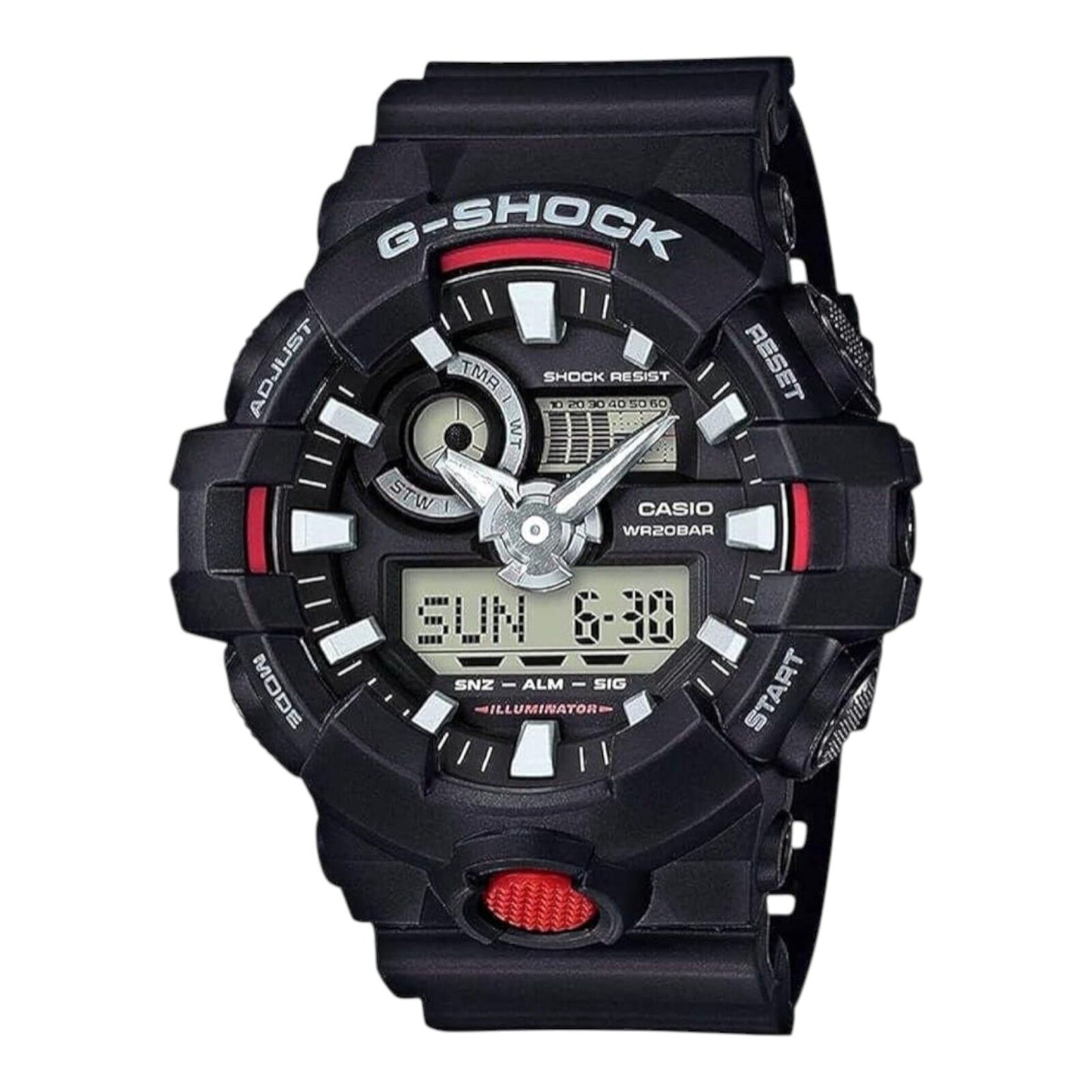 Casio G-Shock GA-700-1A Men’s Watch Black Red Analog Digital 200M...