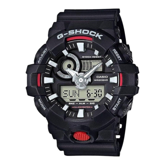 Casio G-Shock GA-700-1A Men’s Watch Black Red Analog Digital 200M Water Resist