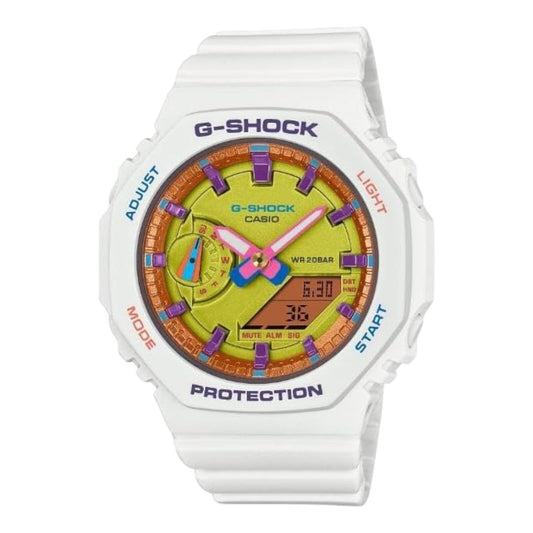 Casio G-Shock GMA-S2100BS-7A Unisex White Analogue Digital Watch Green Dial 200M