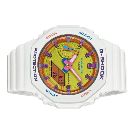 Casio G-Shock GMA-S2100BS-7A Unisex White Analogue Digital Watch Green Dial 200M