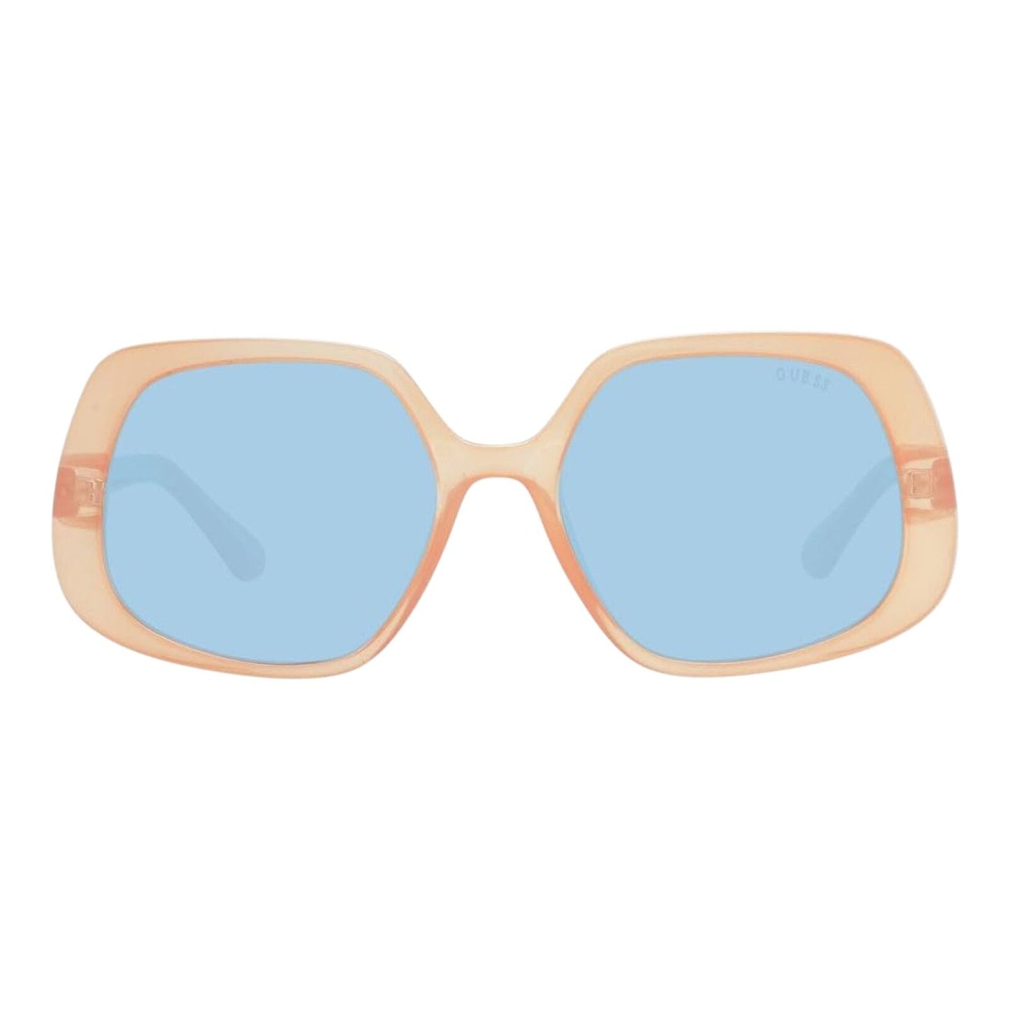 Guess Women’s GU7862 Beige Frame Blue Lens Oversized Sunglasses