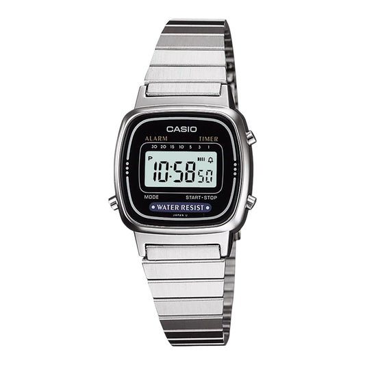 Casio LA670WA-1 LA670WA LA670 Silver Women's Ladies Digital Retro Vintage Watch