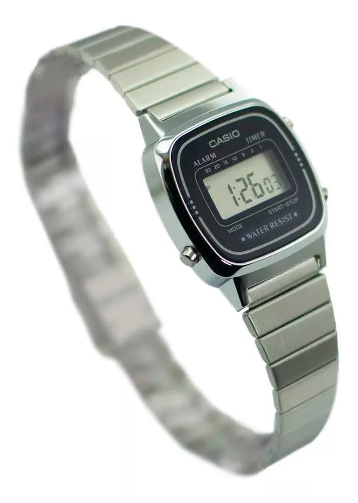 Casio LA670WA-1 LA670WA LA670 Silver Women's Ladies Digital Retro Vintage Watch