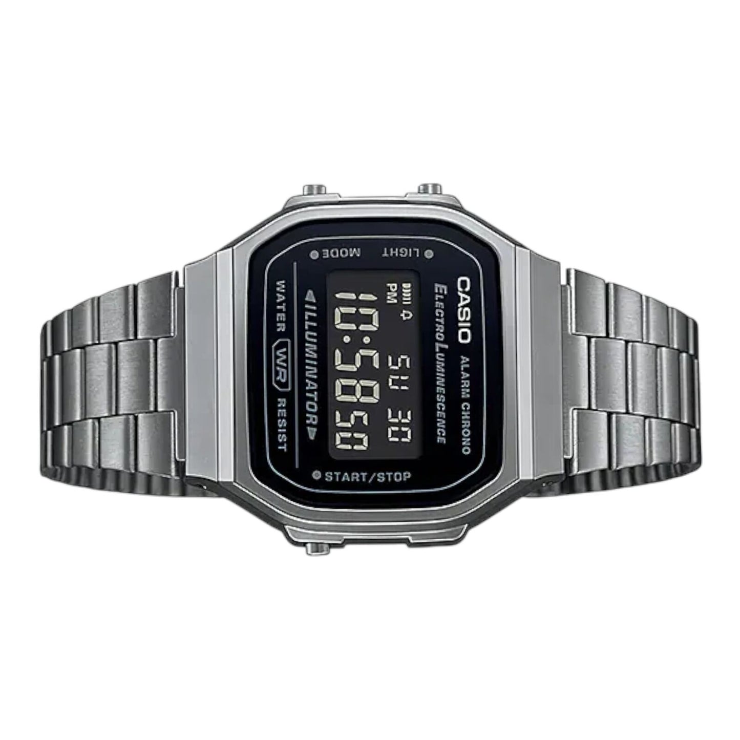 Casio LA680WA-1B Womens Digital Watch Silver Band Black Dial Retro Alarm