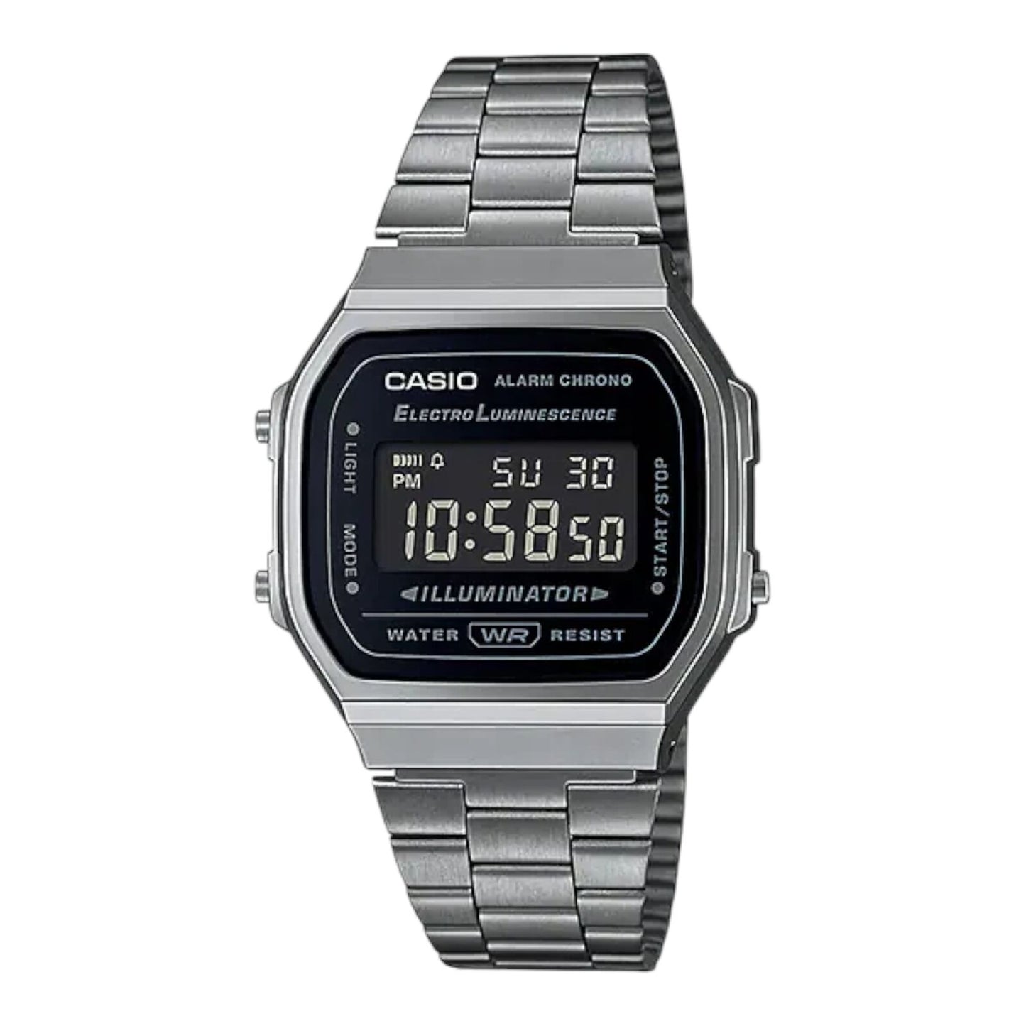 Casio LA680WA-1B Womens Digital Watch Silver Band Black Dial Retro Alarm