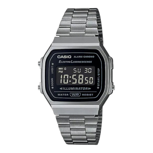 Casio LA680WA-1B Womens Digital Watch Silver Band Black Dial Retro Alarm