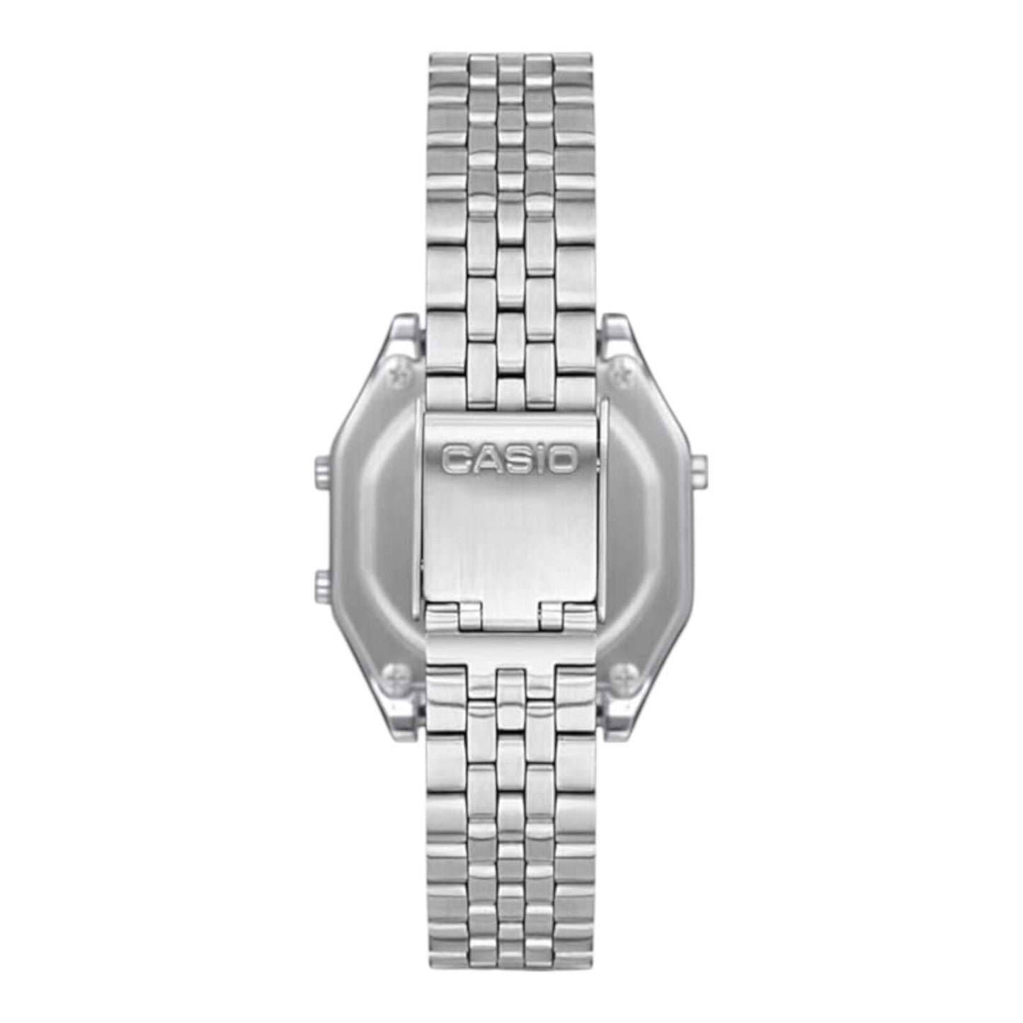 Casio LA680WA-1D Silver Stainless Digital Watch Black Dial Retro 30M Women