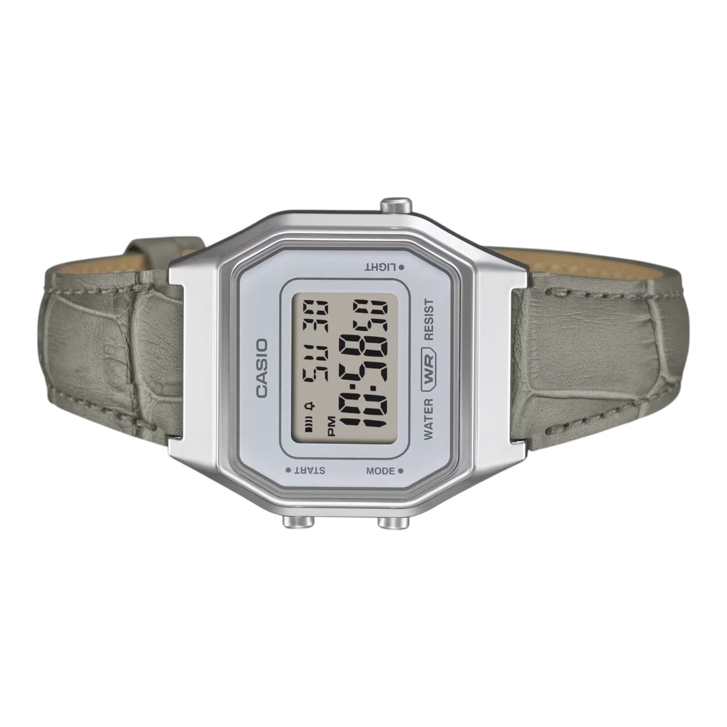 Casio LA680WEL-8A2 Unisex Vintage Digital Watch Leather Band Silver Case