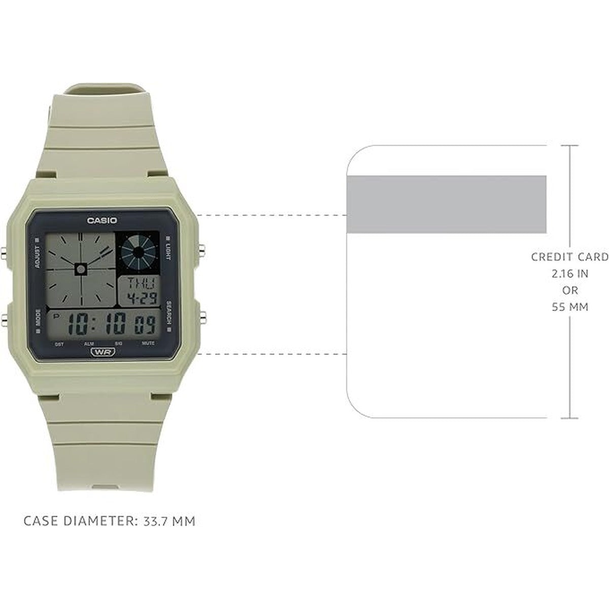 Casio LF-20W-3A POP Retro Playful Twin Graph Digital Green Bio...