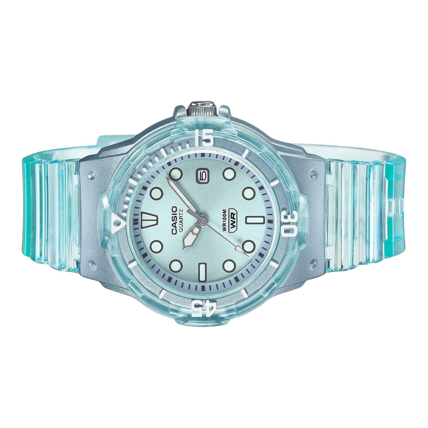 Casio LRW-200HS-2EV Womens Analog Watch Translucent Blue Band Blue Dial 100M