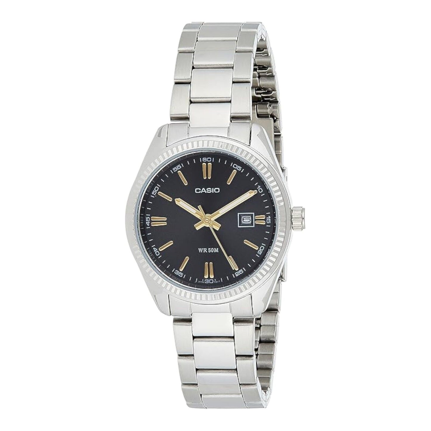 Casio LTP-1302D-1A2V Gold Dial Silver Stainless Steel Men’s Analog Watch