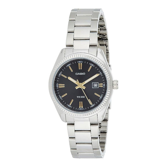Casio LTP-1302D-1A2V Gold Dial Silver Stainless Steel Men’s Analog Watch