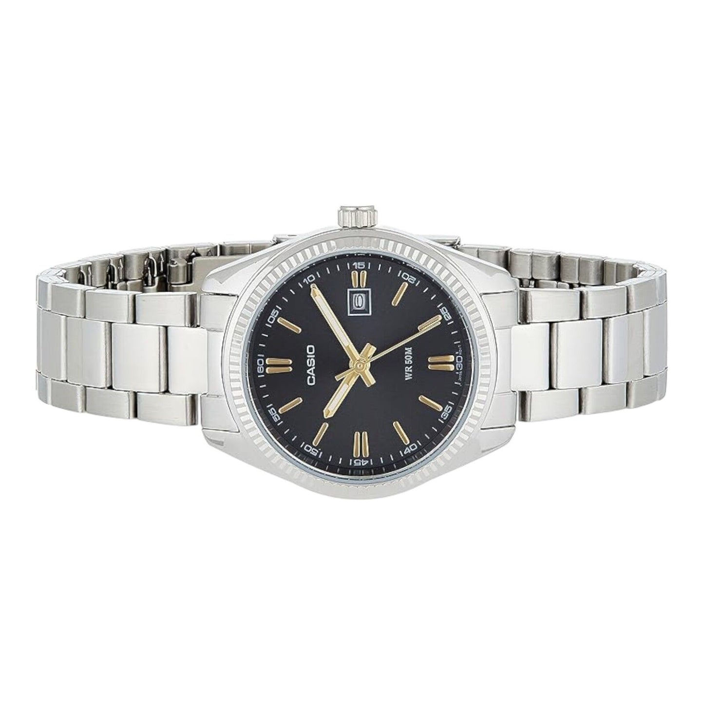 Casio LTP-1302D-1A2V Gold Dial Silver Stainless Steel Men’s Analog Watch