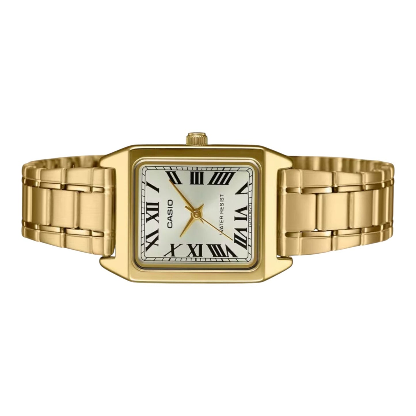 Casio LTP-V007G-9B Womens Watch Gold Tone Square Dial Steel Band...