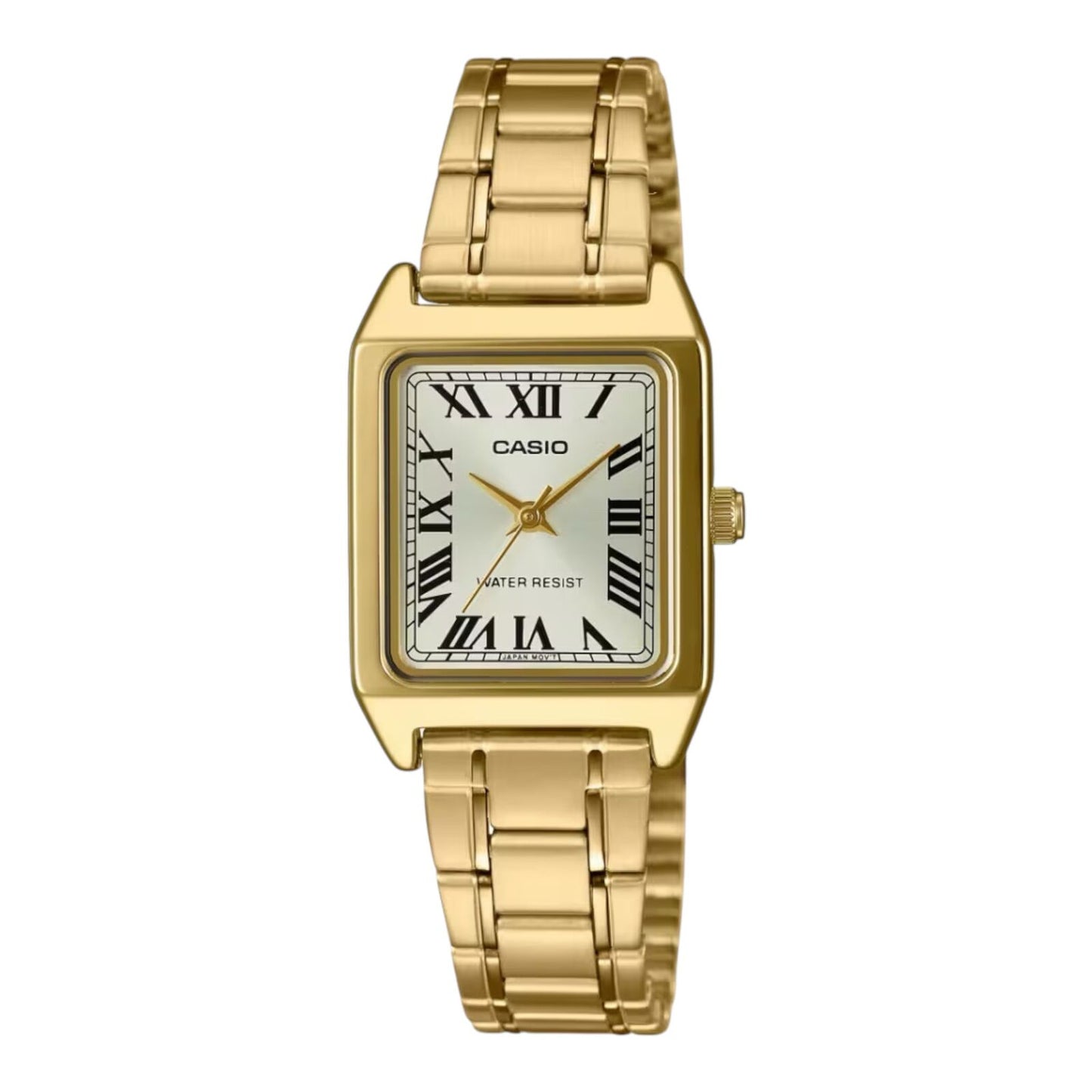 Casio LTP-V007G-9B Womens Watch Gold Tone Square Dial Steel Band...