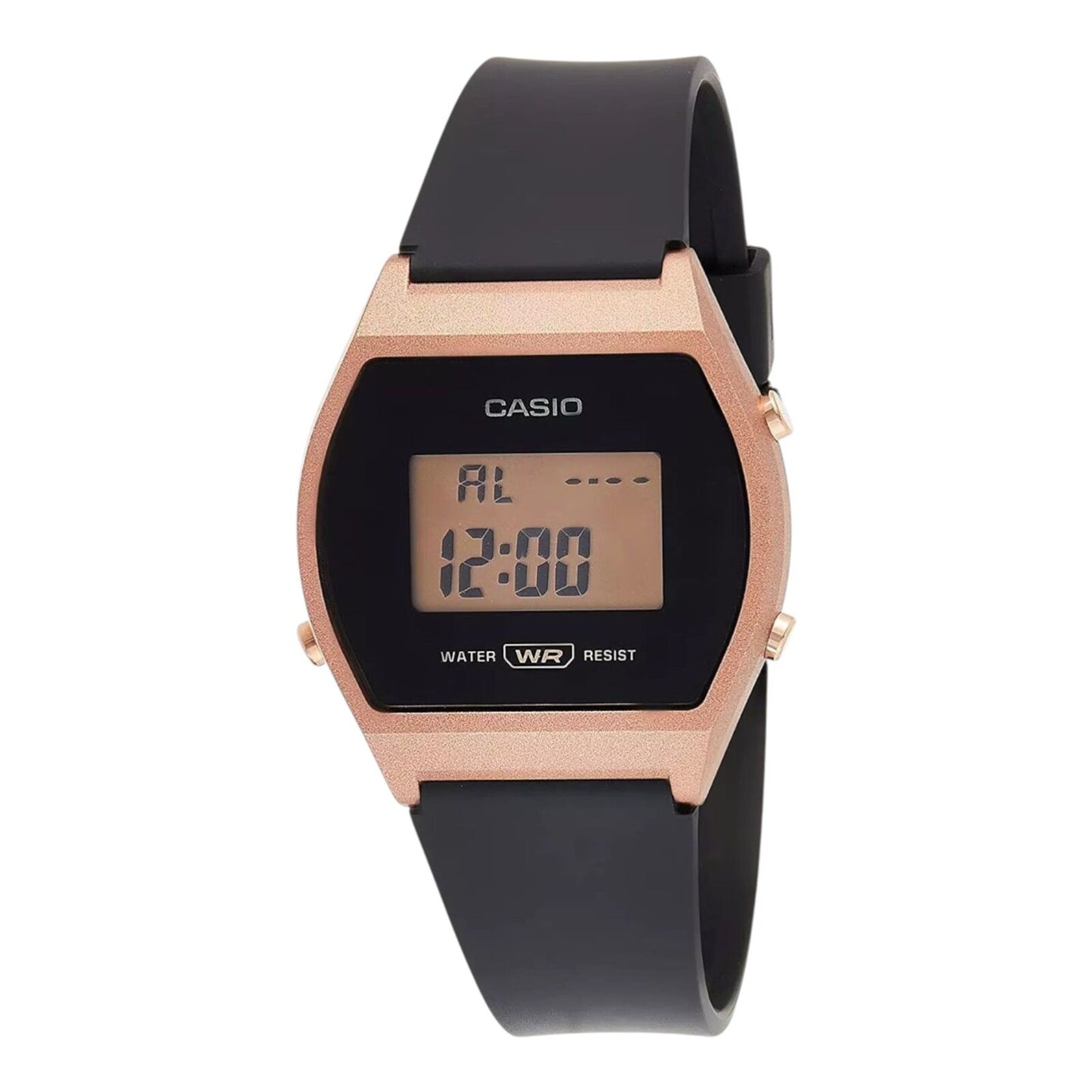 CASIO LW204-1A Unisex Rose Gold Digital Watch with Black Band