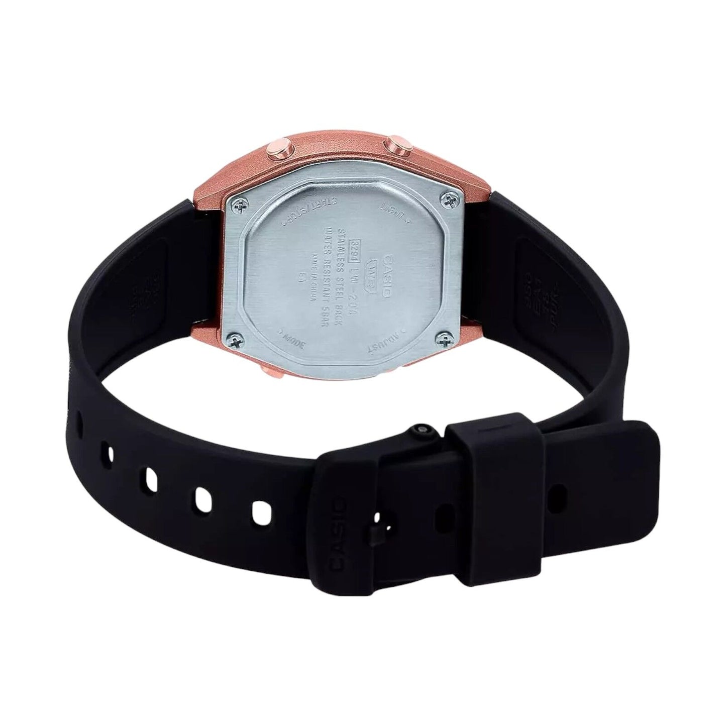 CASIO LW204-1A Unisex Rose Gold Digital Watch with Black Band