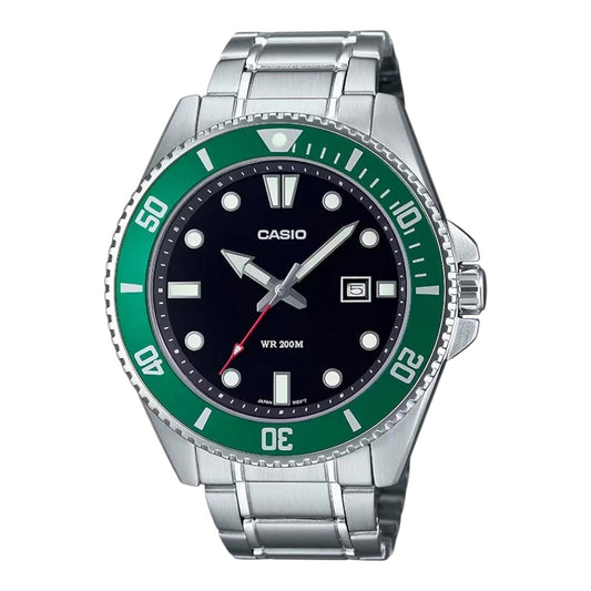 Casio MDV107D-3AV Green Dial Stainless Steel 200M Diver Style Men’s Watch