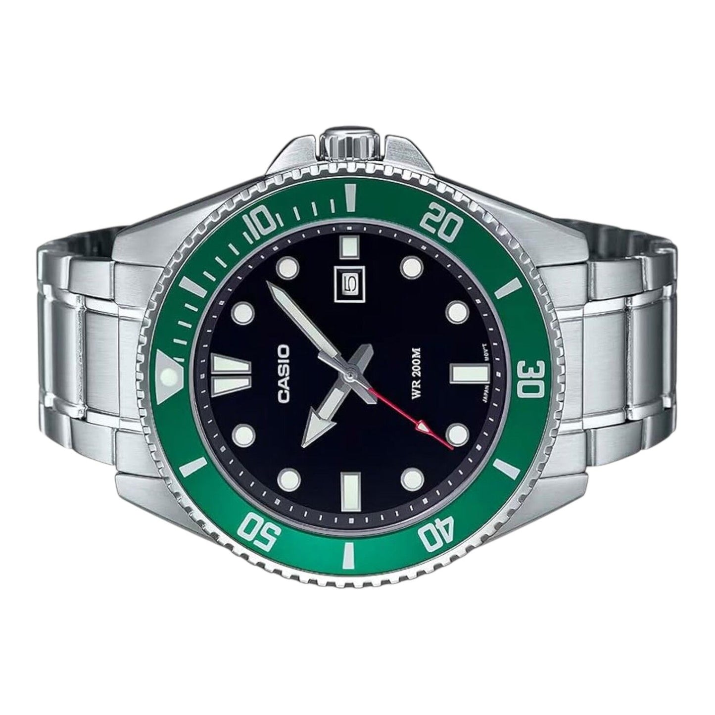 Casio MDV107D-3AV Green Dial Stainless Steel 200M Diver Style...