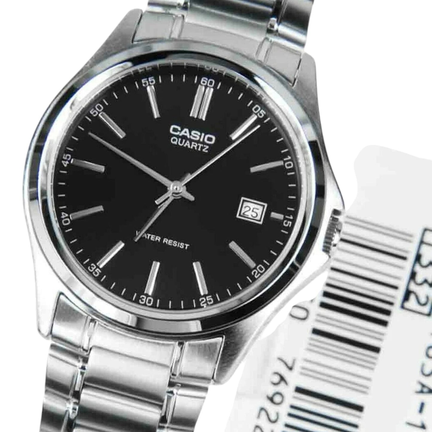 Casio MTP-1183A-1A Mens Analogue Watch Black Dial Date Display Steel Band