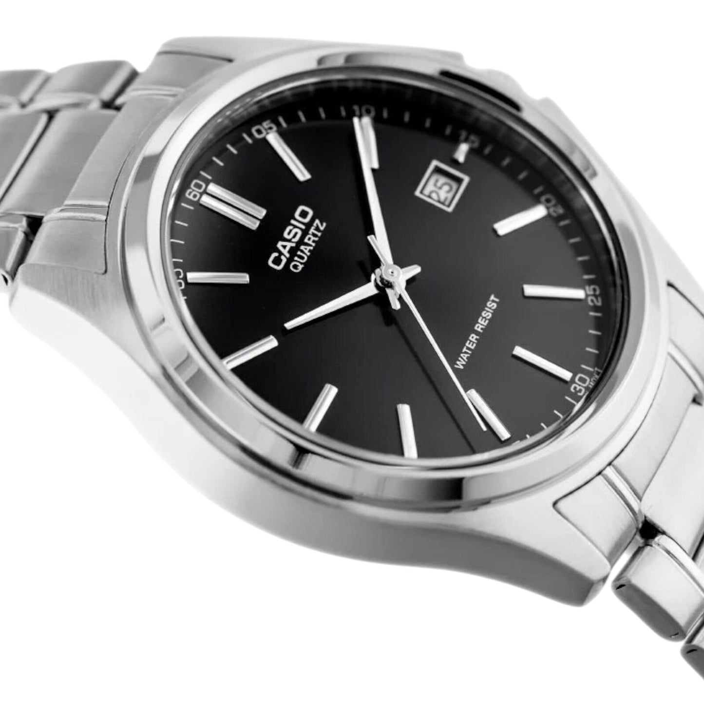 Casio MTP-1183A-1A Mens Analogue Watch Black Dial Date Display Steel Band