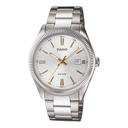 Casio MTP-1302D-7A2V Silver Stainless Steel Analog Men's Watch with Date