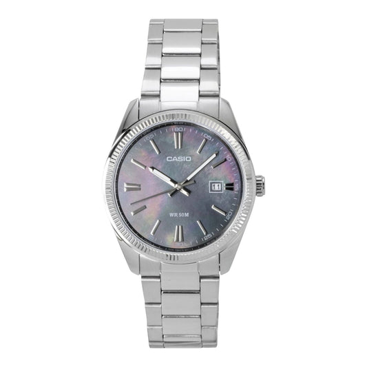 Casio MTP-1302DS-1AV Mens Watch Mother of Pearl Dial Date Steel...