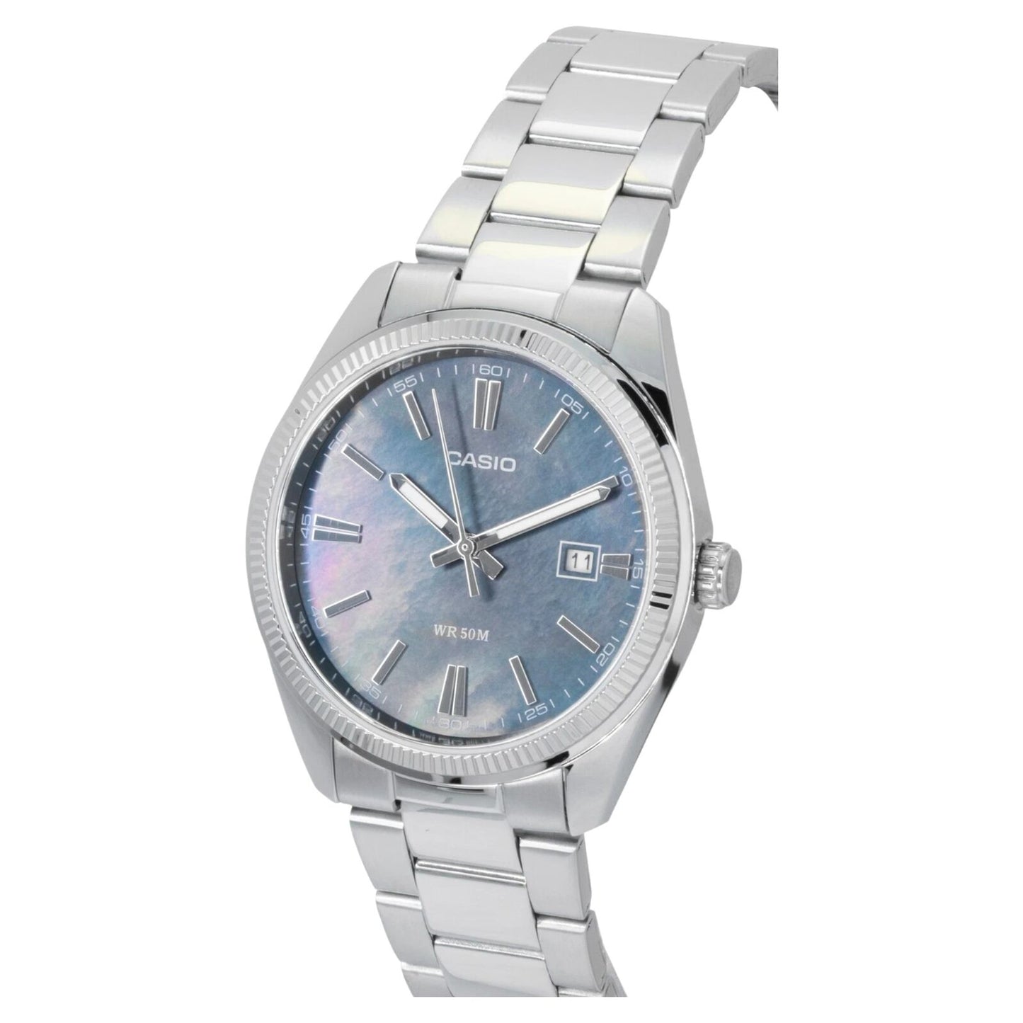 Casio MTP-1302DS-1AV Mens Watch Mother of Pearl Dial Date Steel...