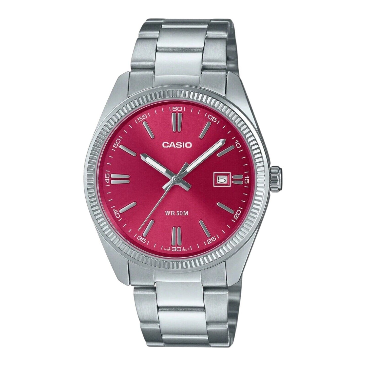 Casio Men’s Watch MTP-1302PD-4AVEF Red Dial Stainless Steel Quartz...
