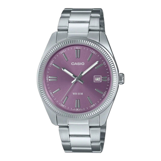 Casio Men's Watch MTP-1302PD-6AVEF Lavender Purple Sunray Dial Steel Quartz 38mm