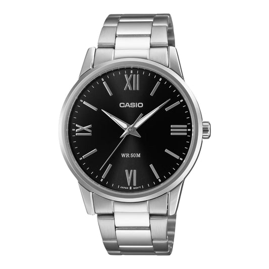 Casio MTP-1303DD-1AV Mens Analogue Watch Black Dial Steel Band 50m...