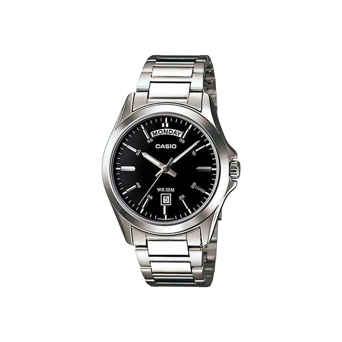 Casio MTP-1370D-1A1V Black Dial Silver Stainless Steel Analog...