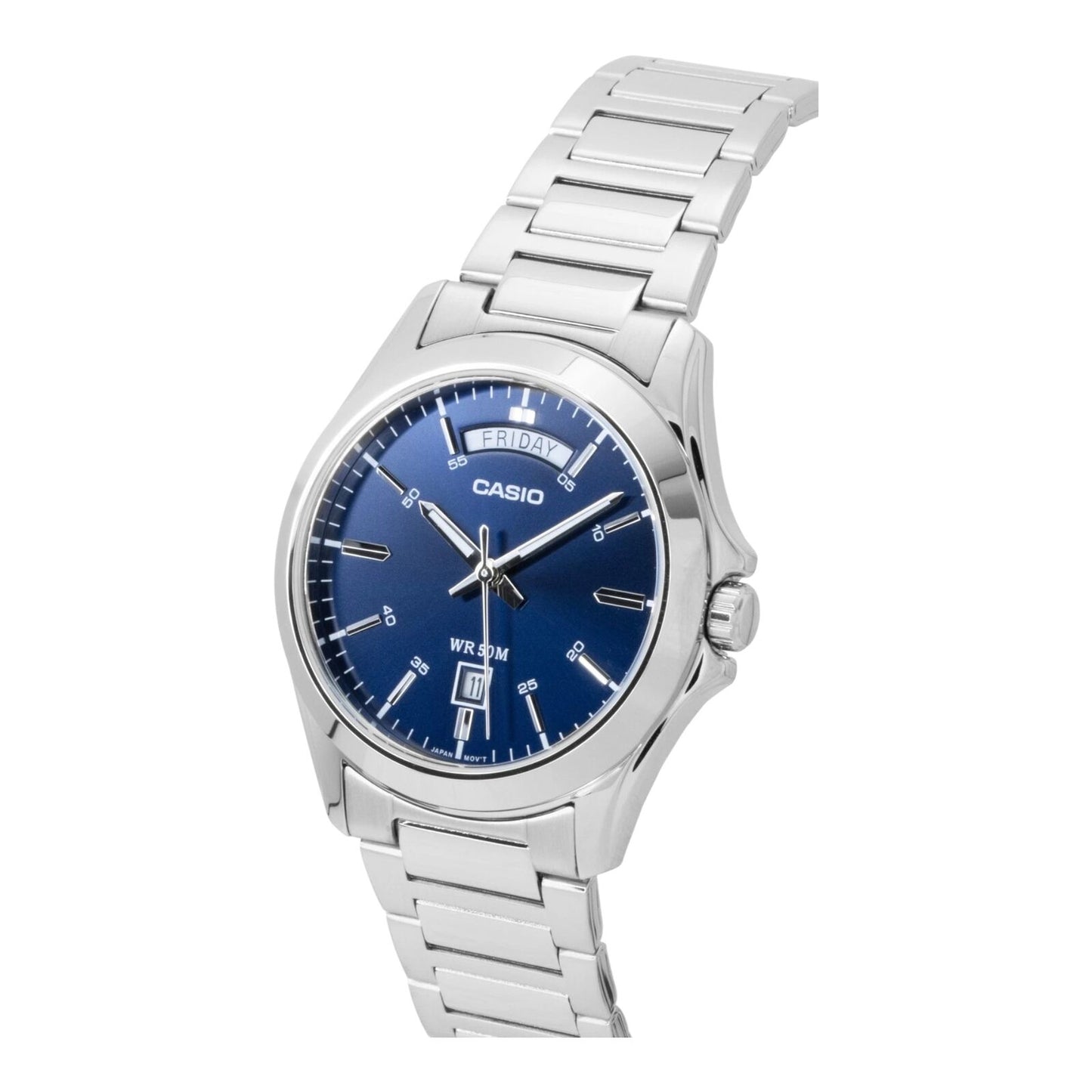 Casio MTP-1370D-2A2V Men's Blue Dial Stainless Steel Watch 50M Water Resistant